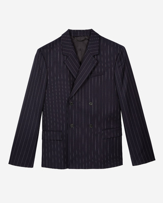 Blue striped wool suit jacket
