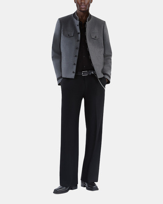 Officer-style jacket in grey wool