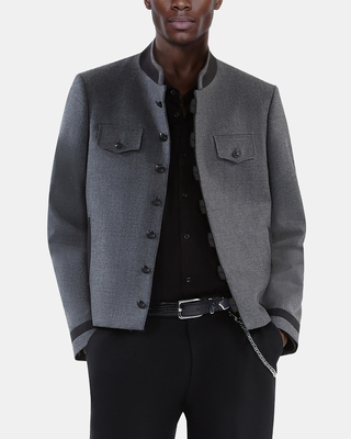 Officer-style jacket in grey wool