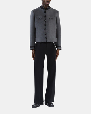 Officer-style jacket in grey wool