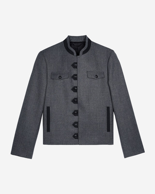Officer-style jacket in grey wool