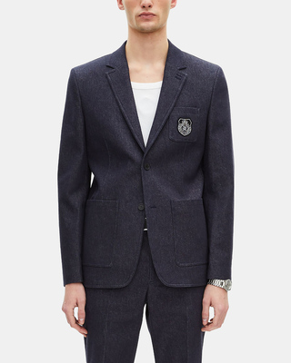 Blue denim-effect suit jacket