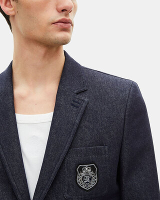 Blue denim-effect suit jacket