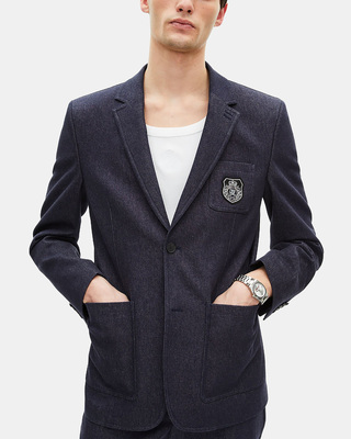 Blue denim-effect suit jacket