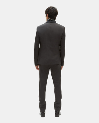 Black micro check wool blend suit jacket