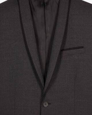 Black micro check wool blend suit jacket