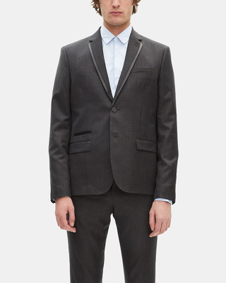 Prince of Wales grey wool suit jacket