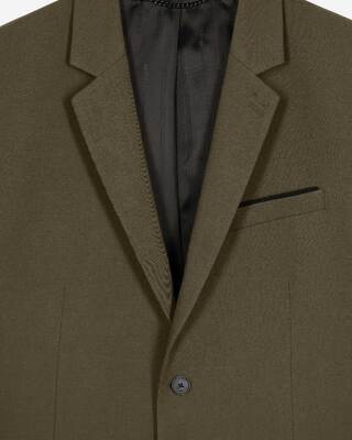 Khaki cotton & linen suit jacket