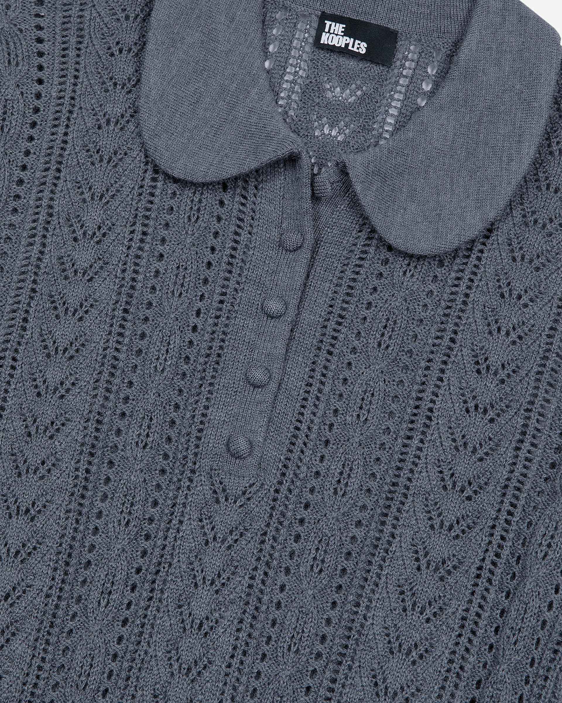 Grey merino wool short-sleeve sweater