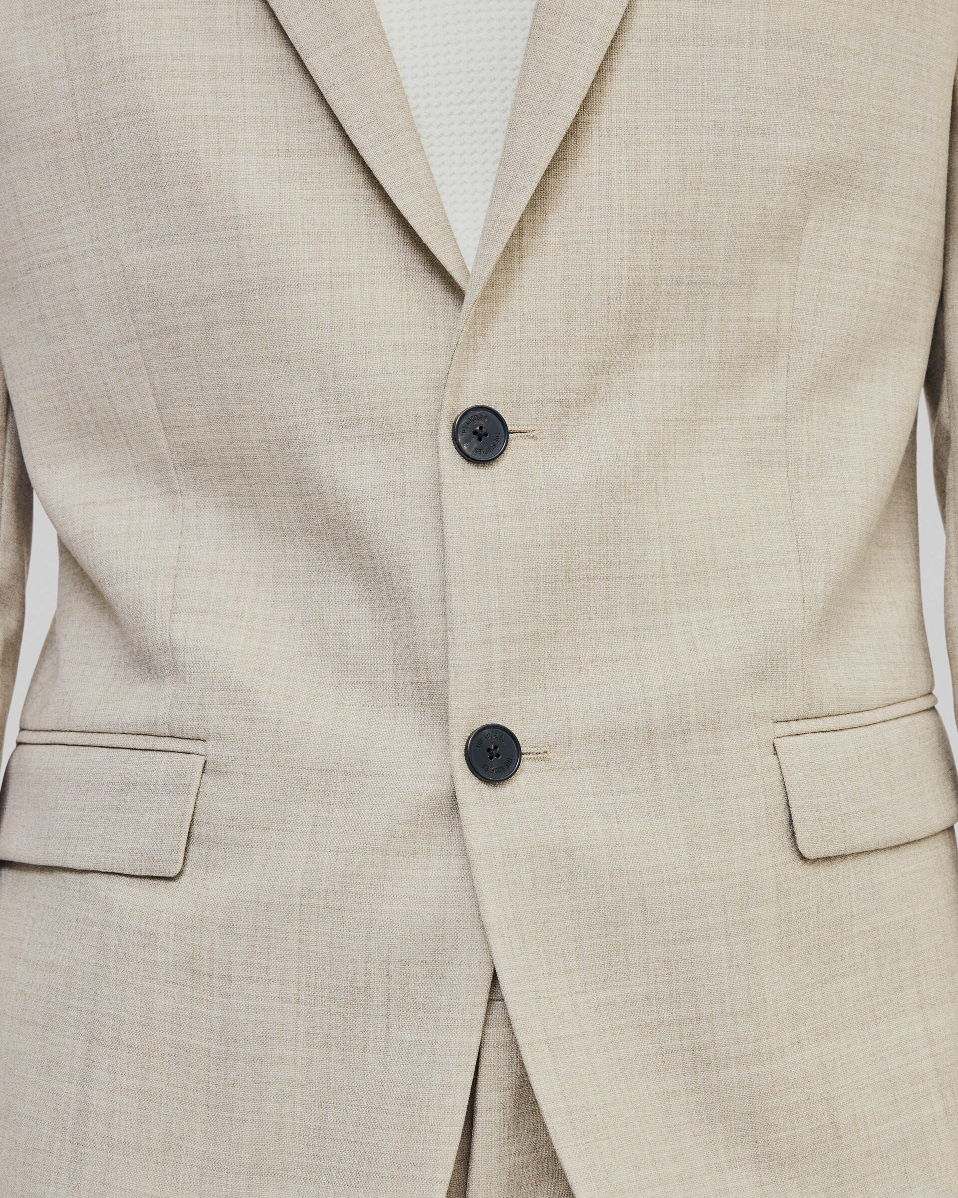 Beige slim fit wool suit jacket