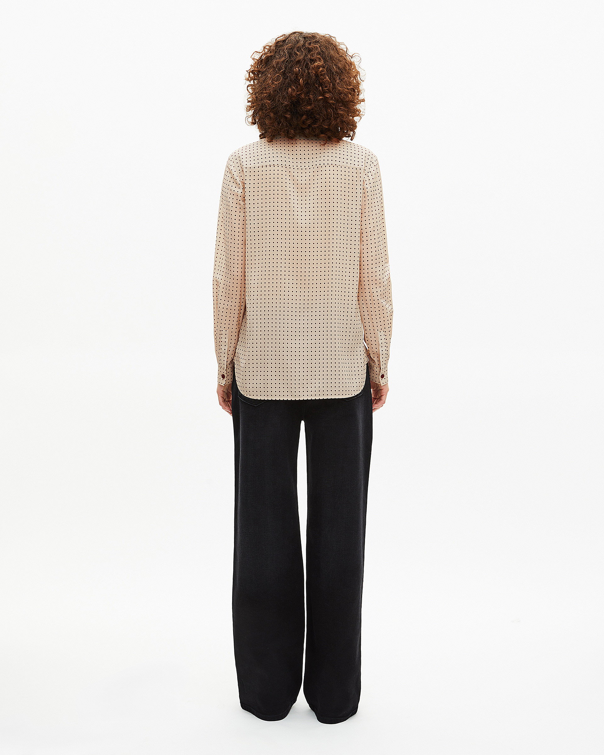 Shirt with beige polka-dot lavaliere