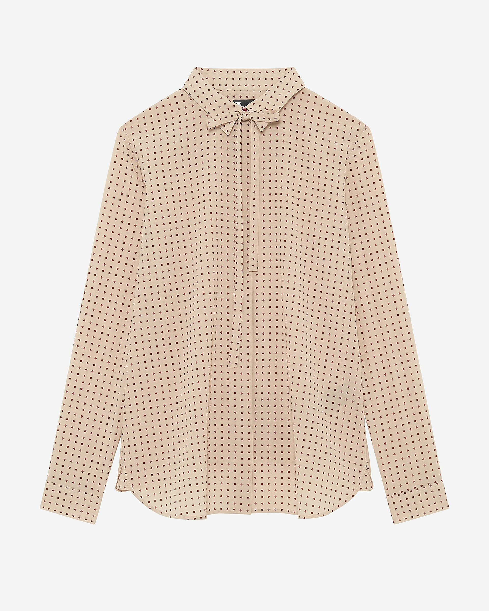 Shirt with beige polka-dot lavaliere