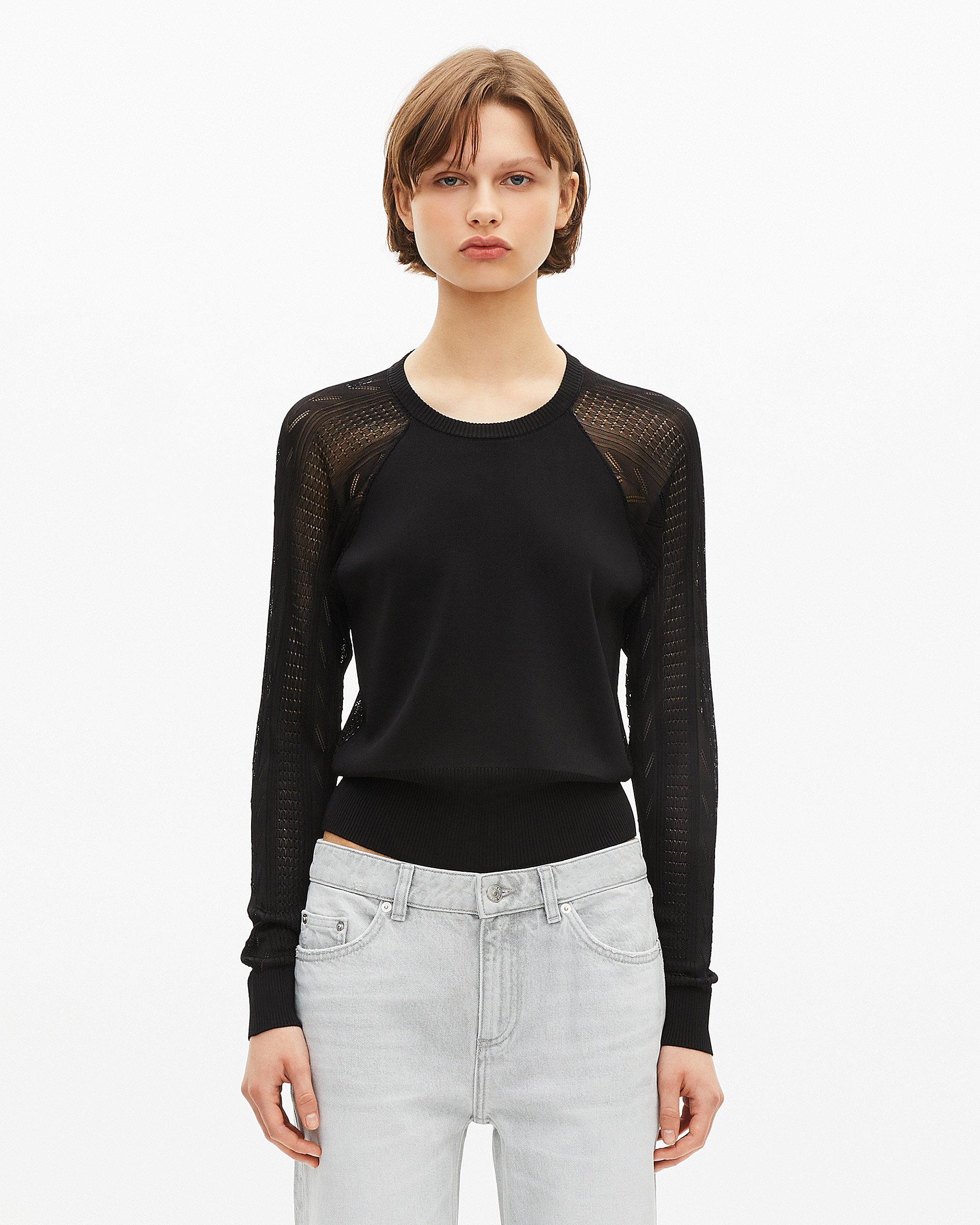 Black sheer-back sweater