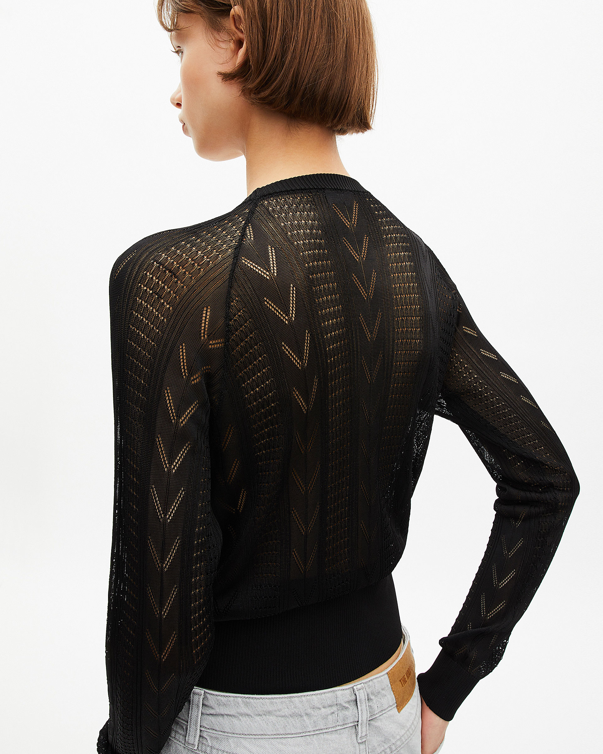 Black sheer-back sweater