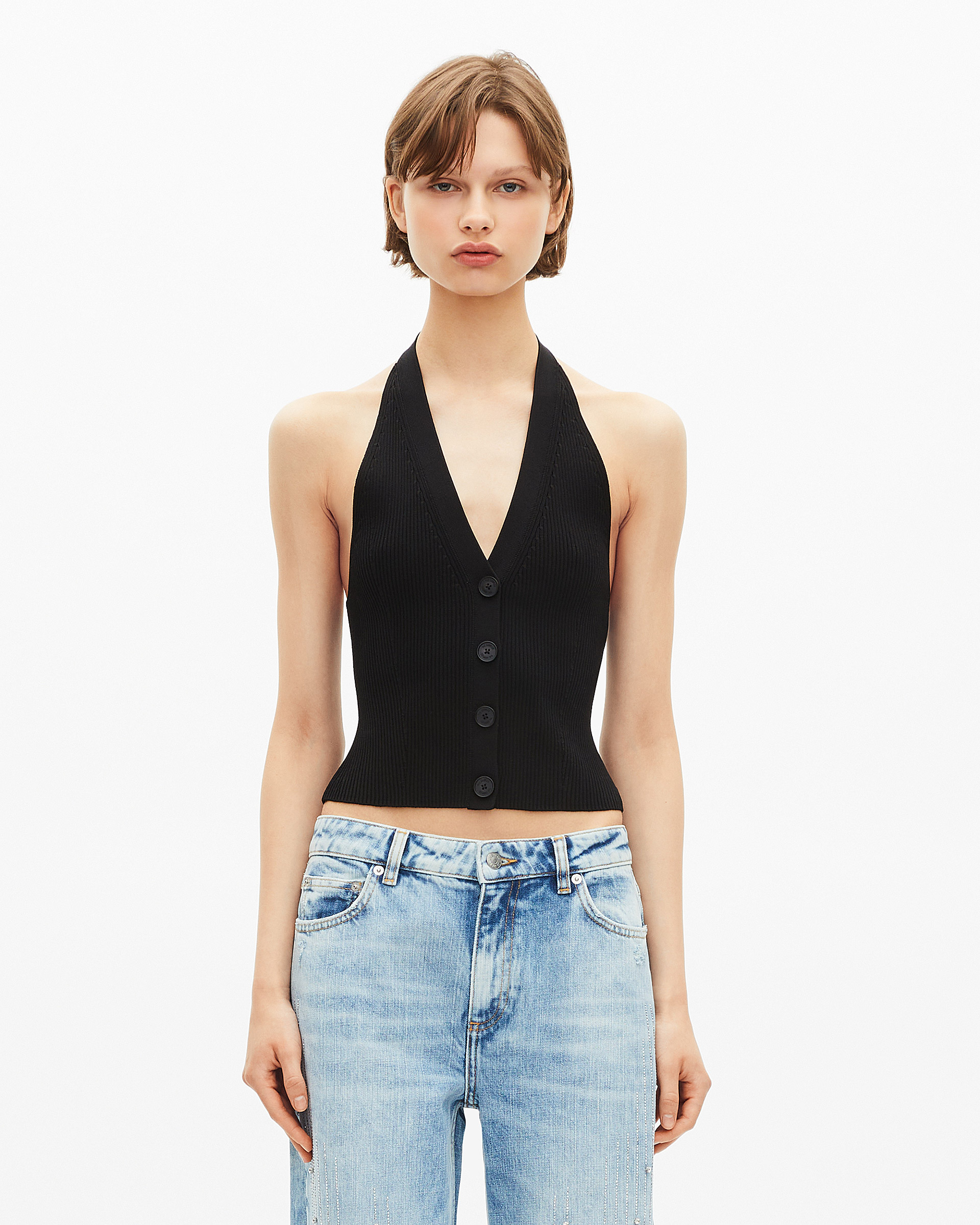 Black mesh top
