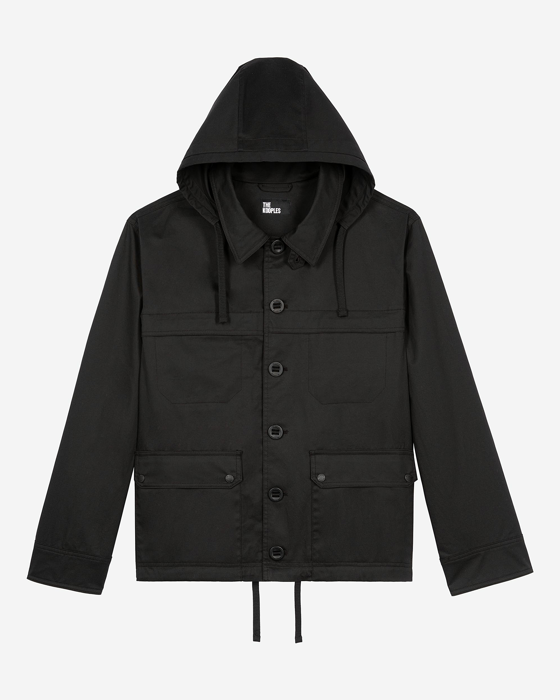 Short black hooded parka