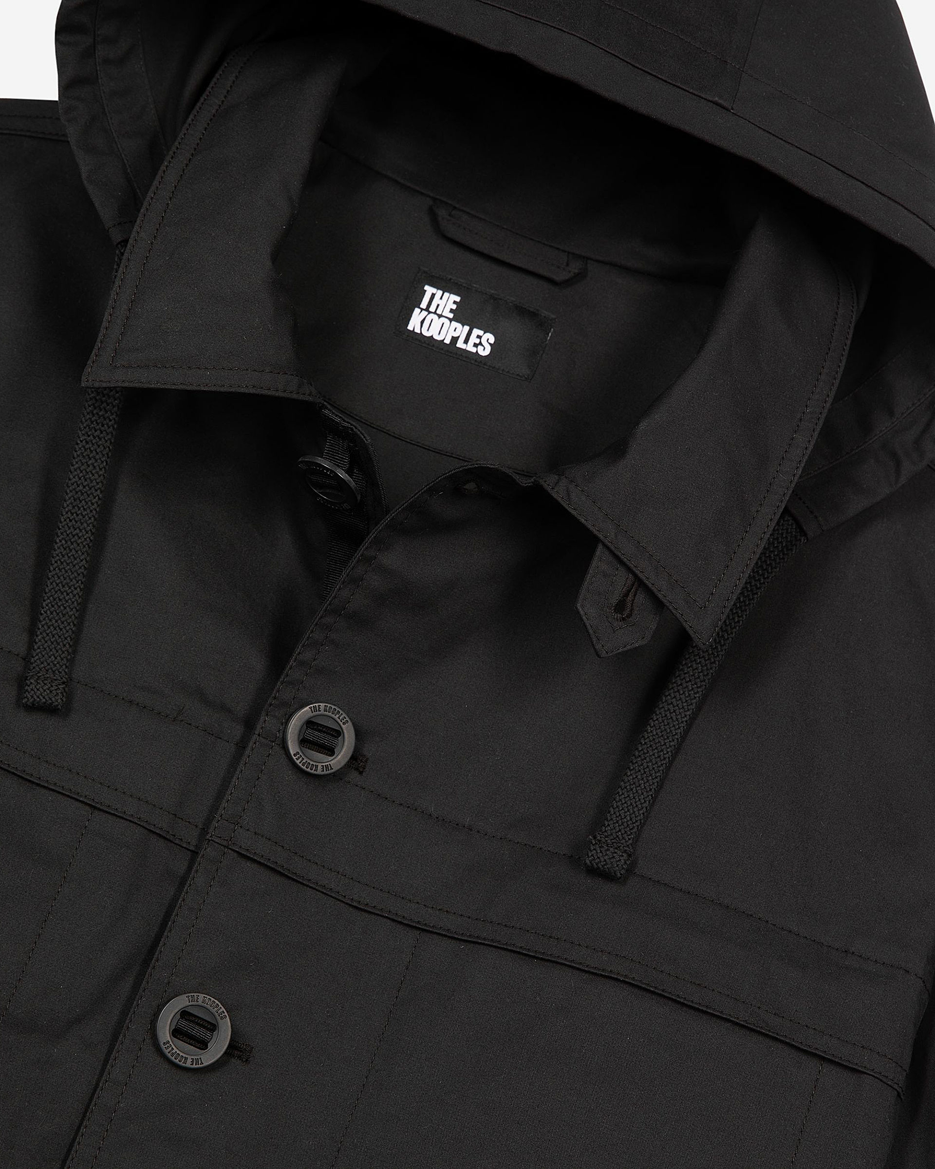 Short black hooded parka