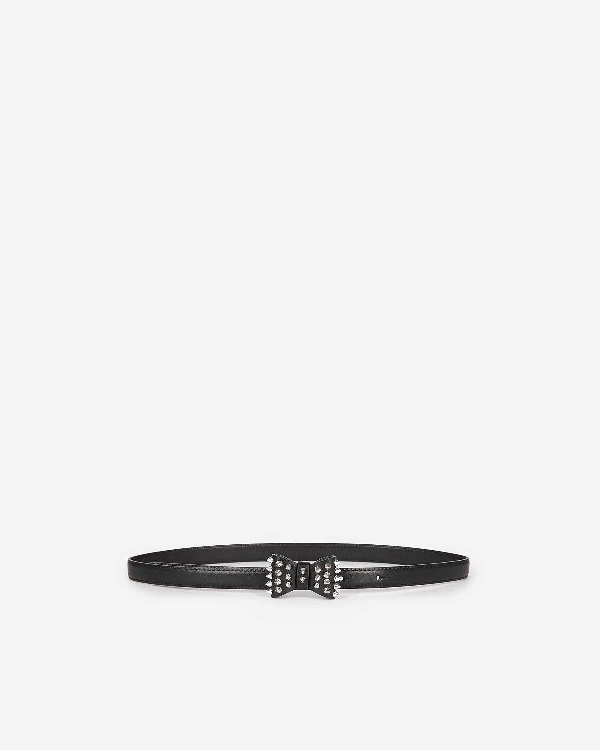Slim black leather belt with bow