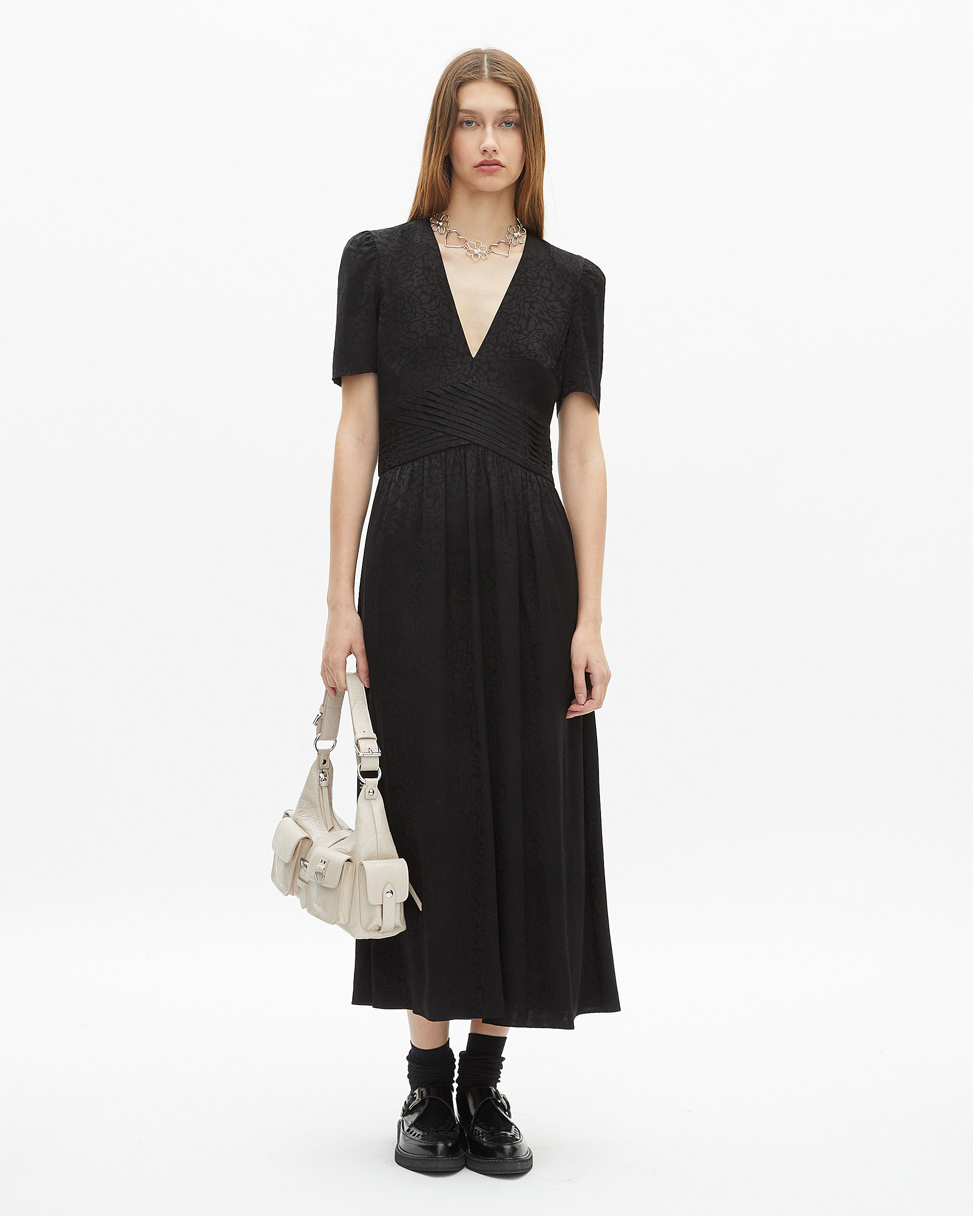 Black jacquard maxi dress