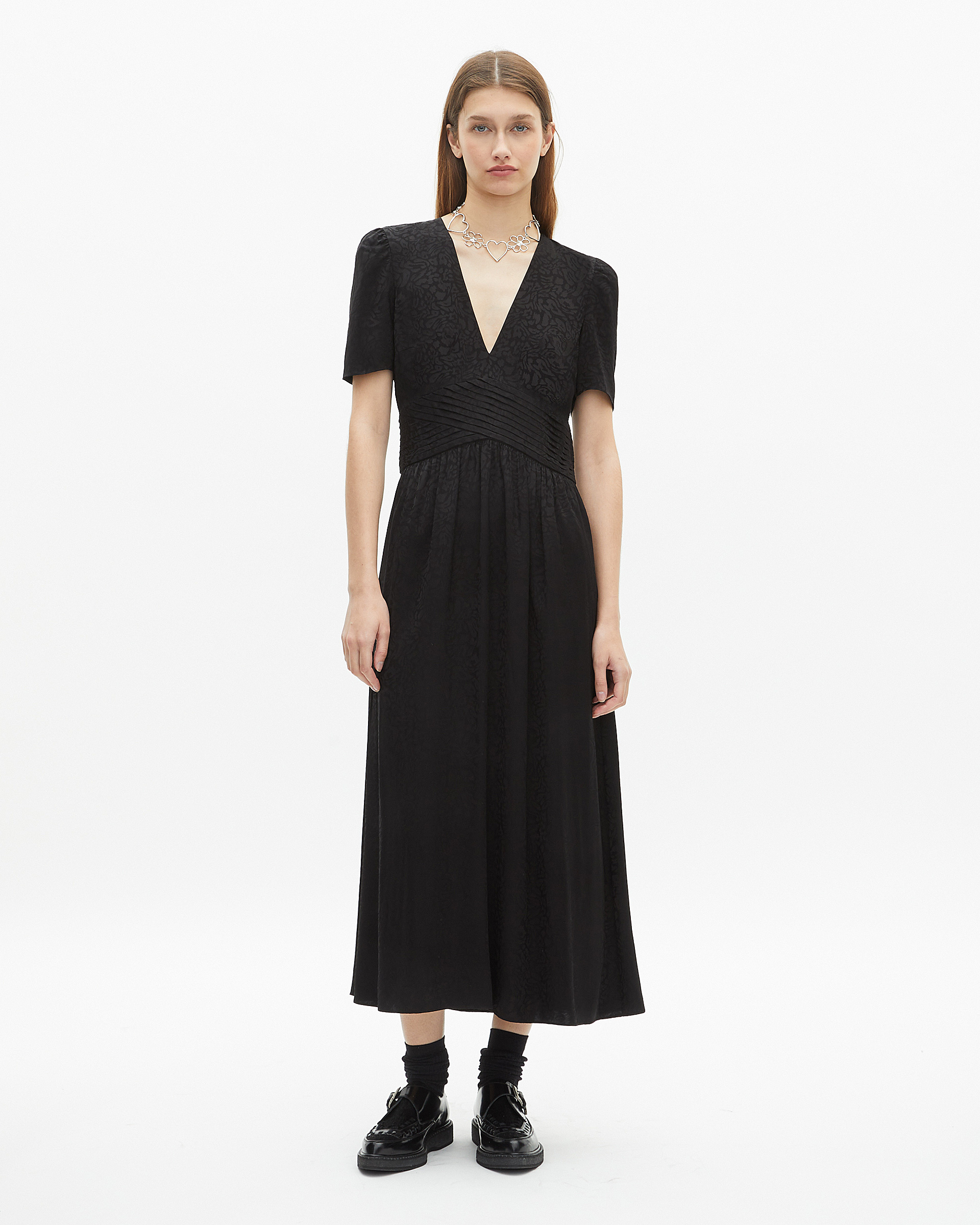 Black jacquard maxi dress