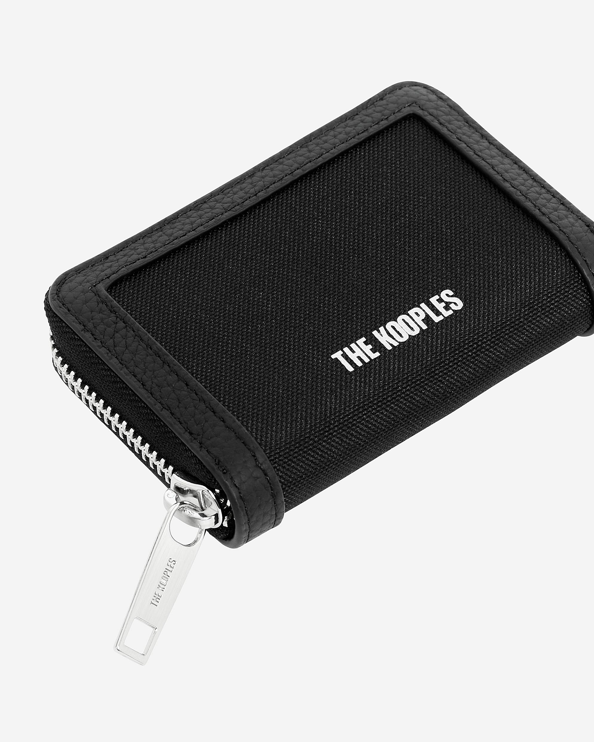 Black canvas and grained leather wallet