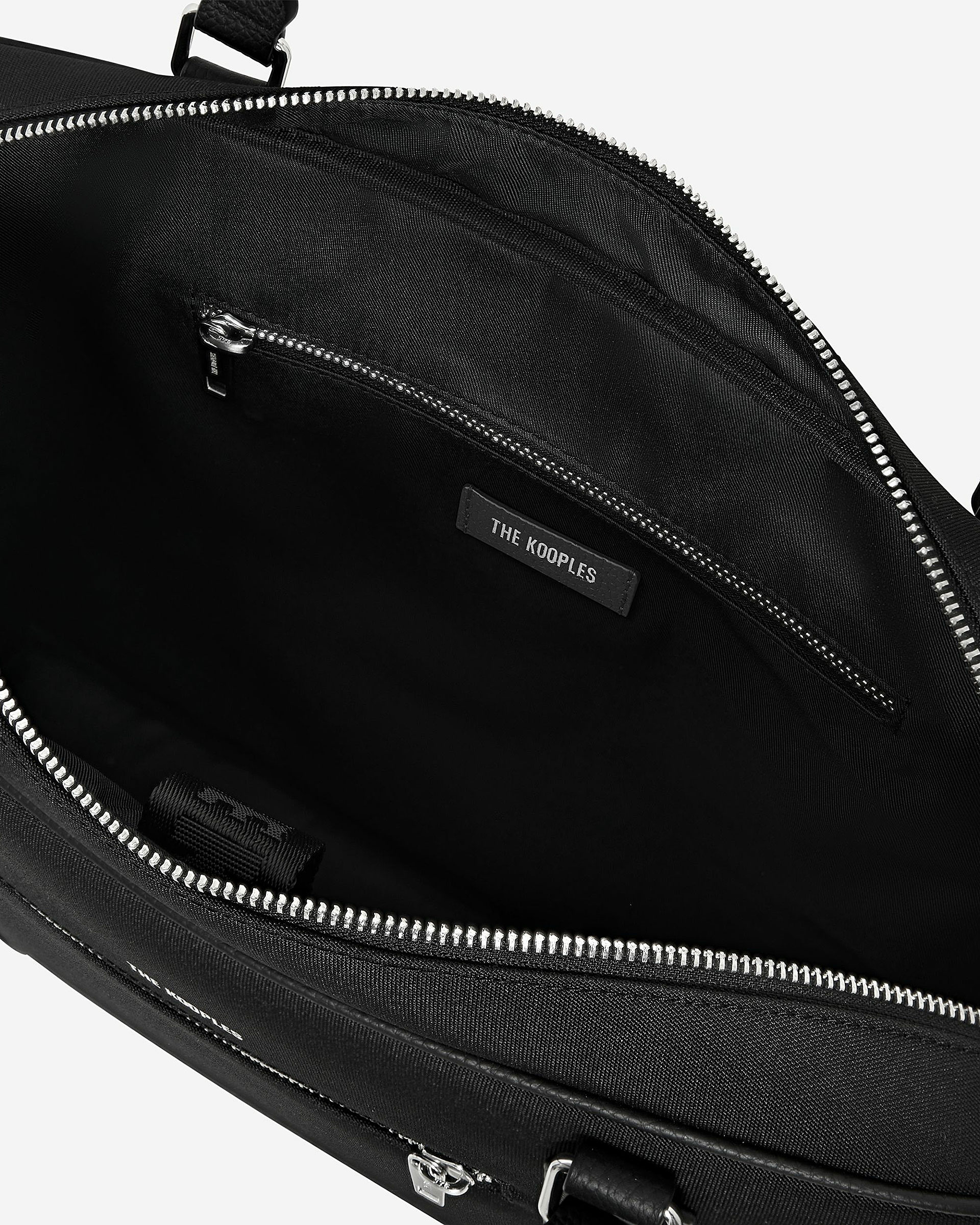 Black canvas and grained leather briefcase