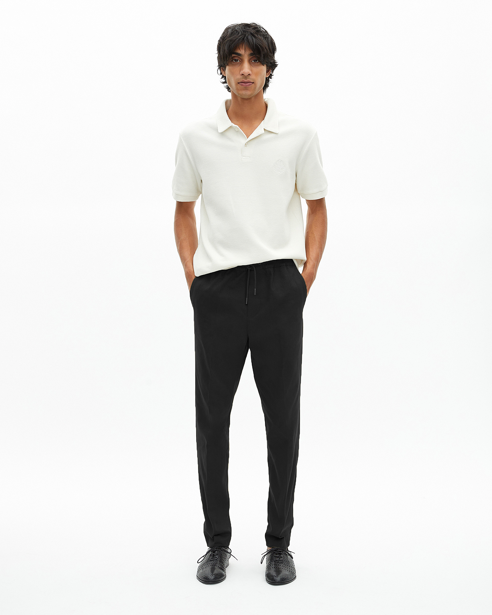 Black straight-leg pants