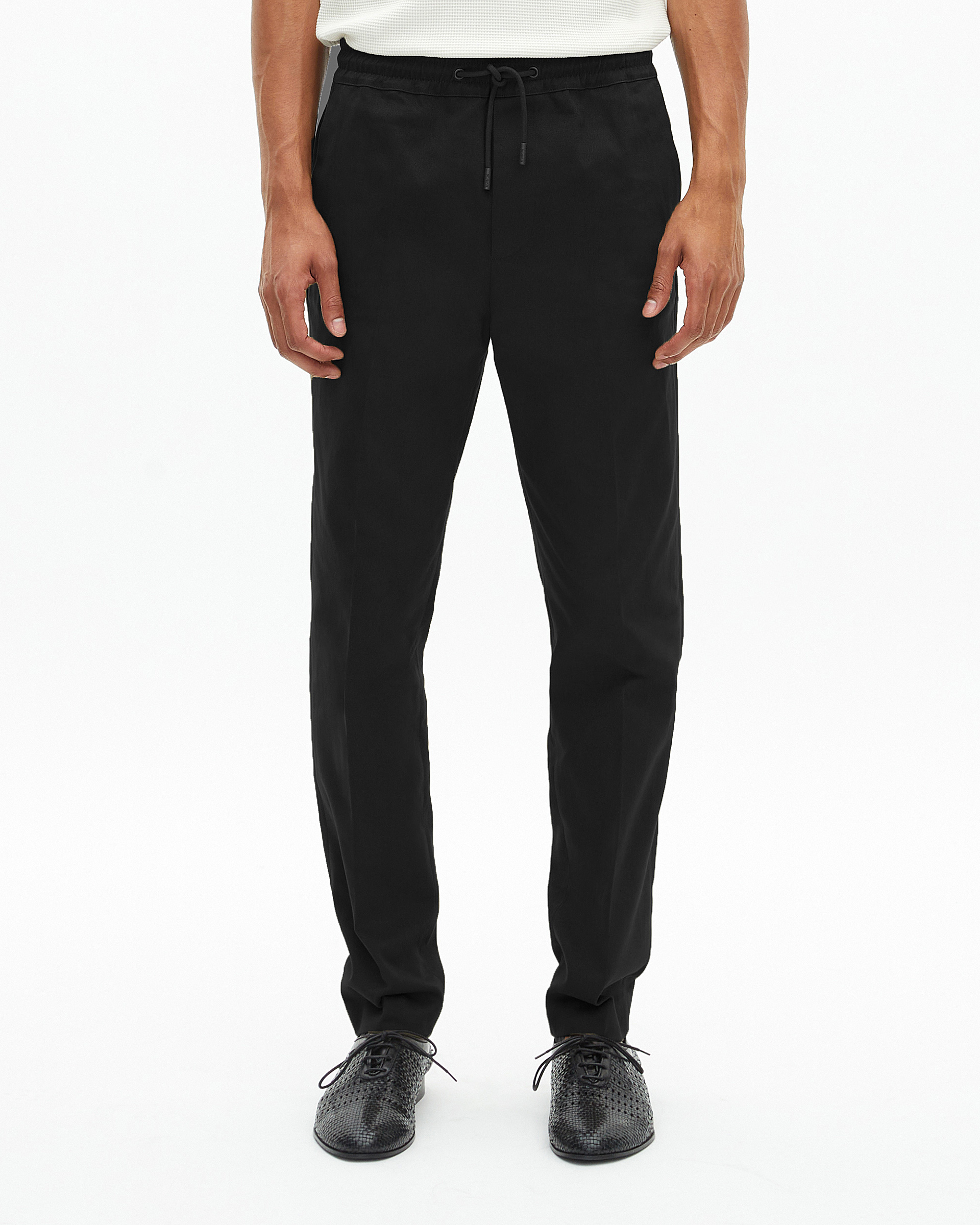 Black straight-leg pants