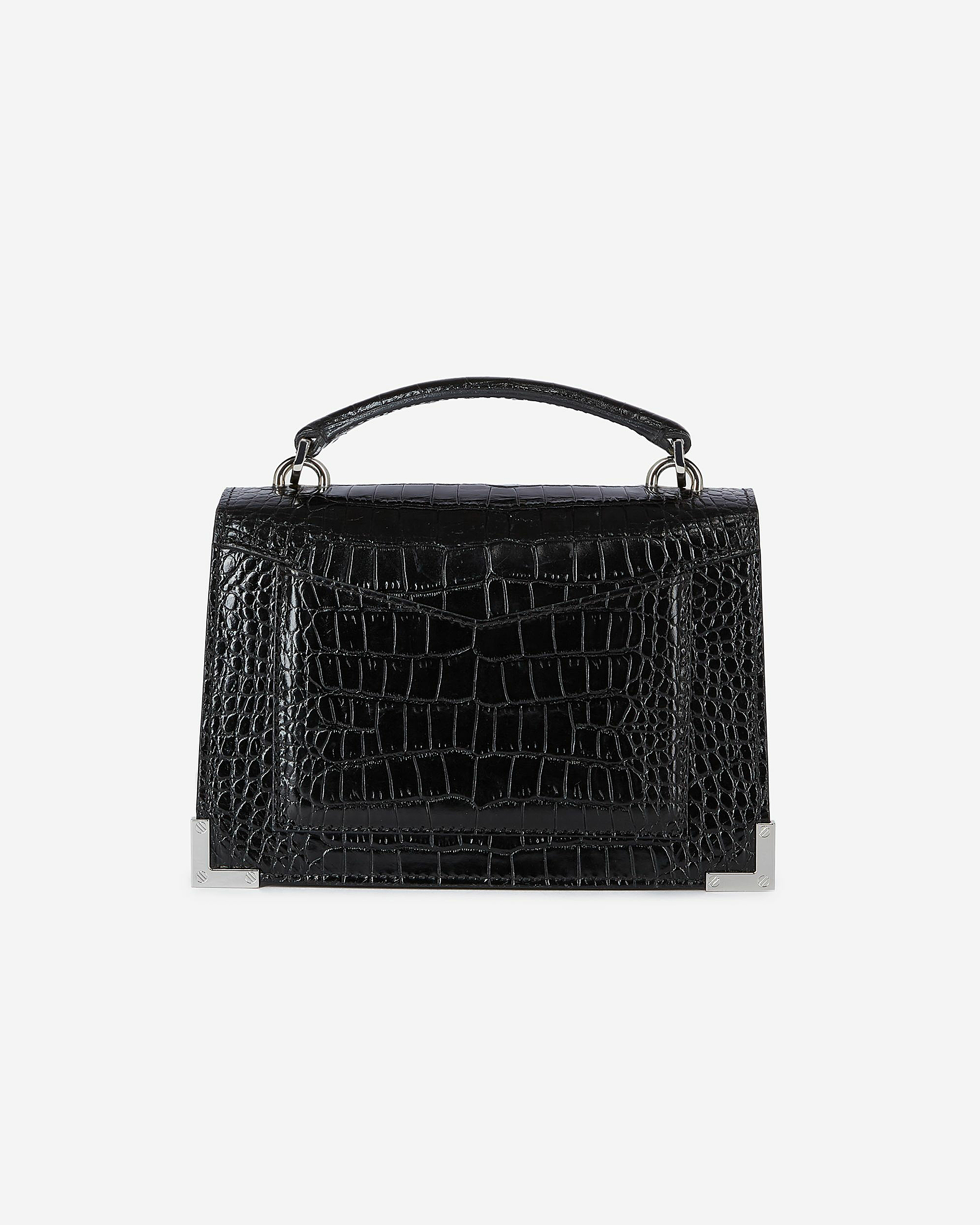Emily small crocodile-effect bag in black leather