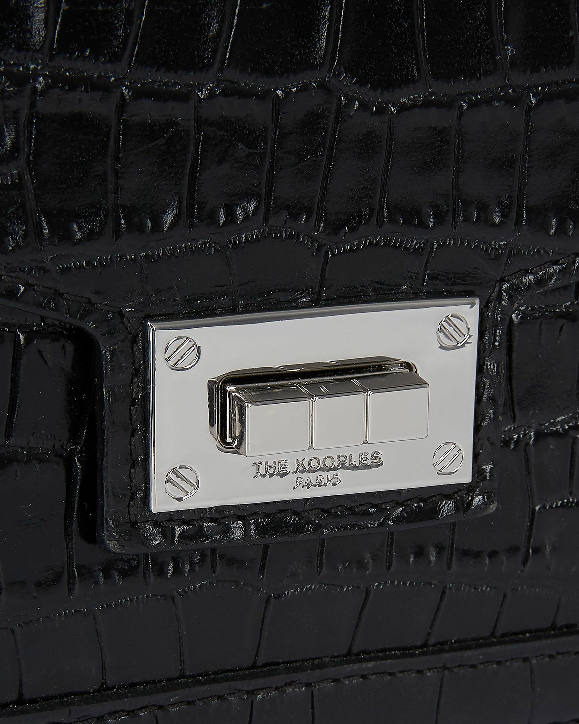 Emily small crocodile-effect bag in black leather