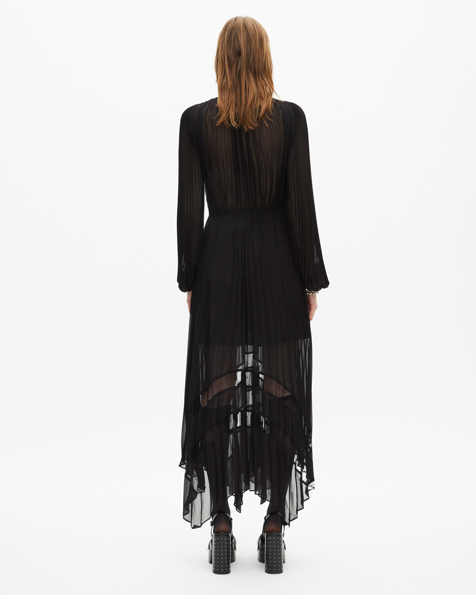 Long black pleated dress
