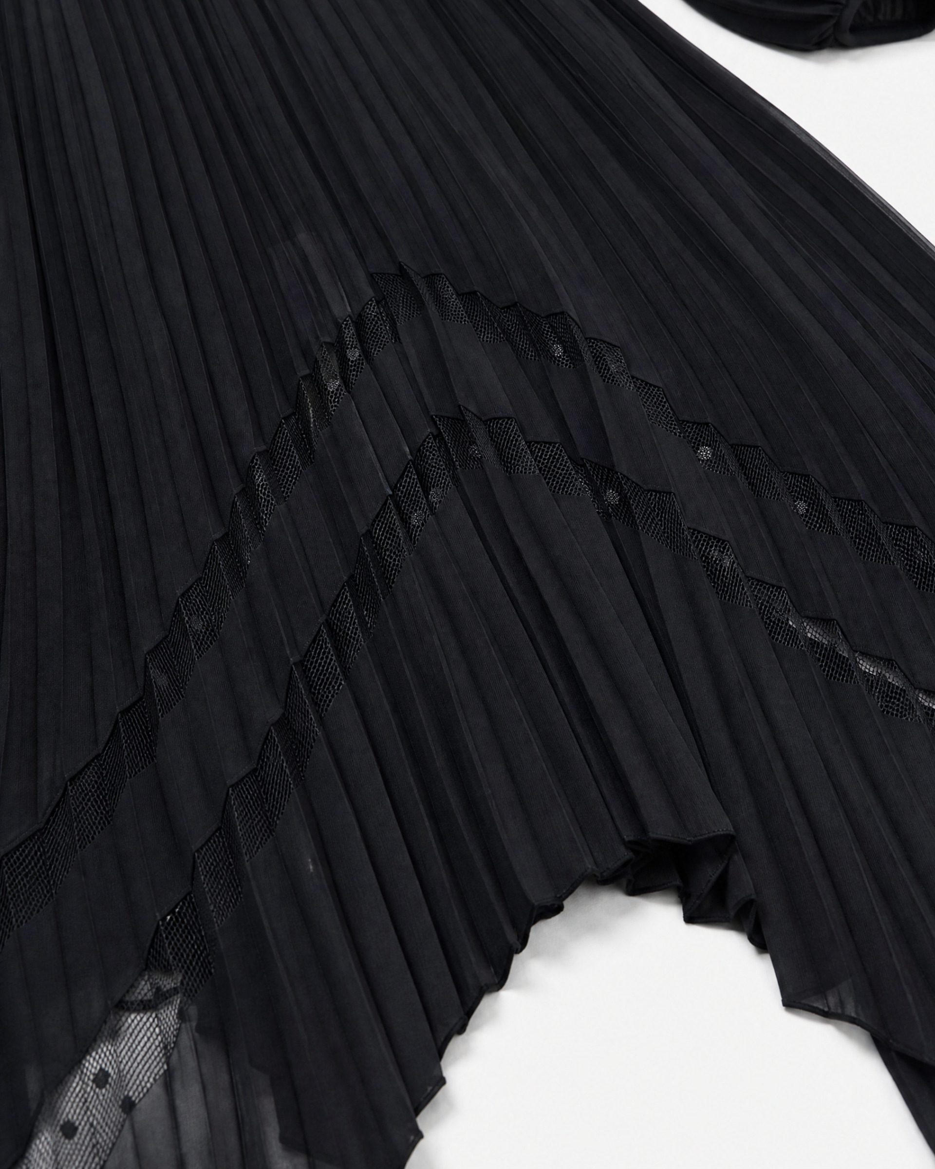 Long black pleated dress