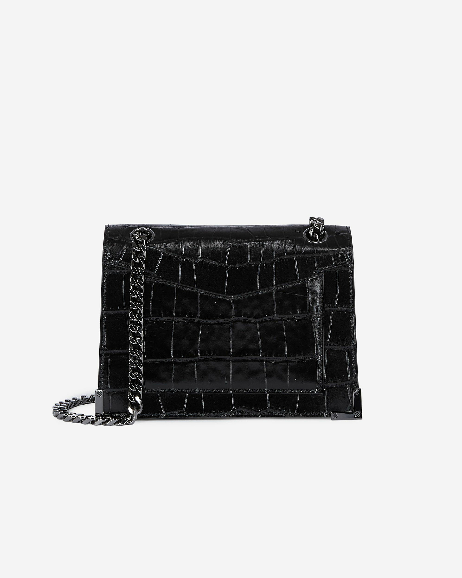 Emily small crocodile-effect bag in black leather