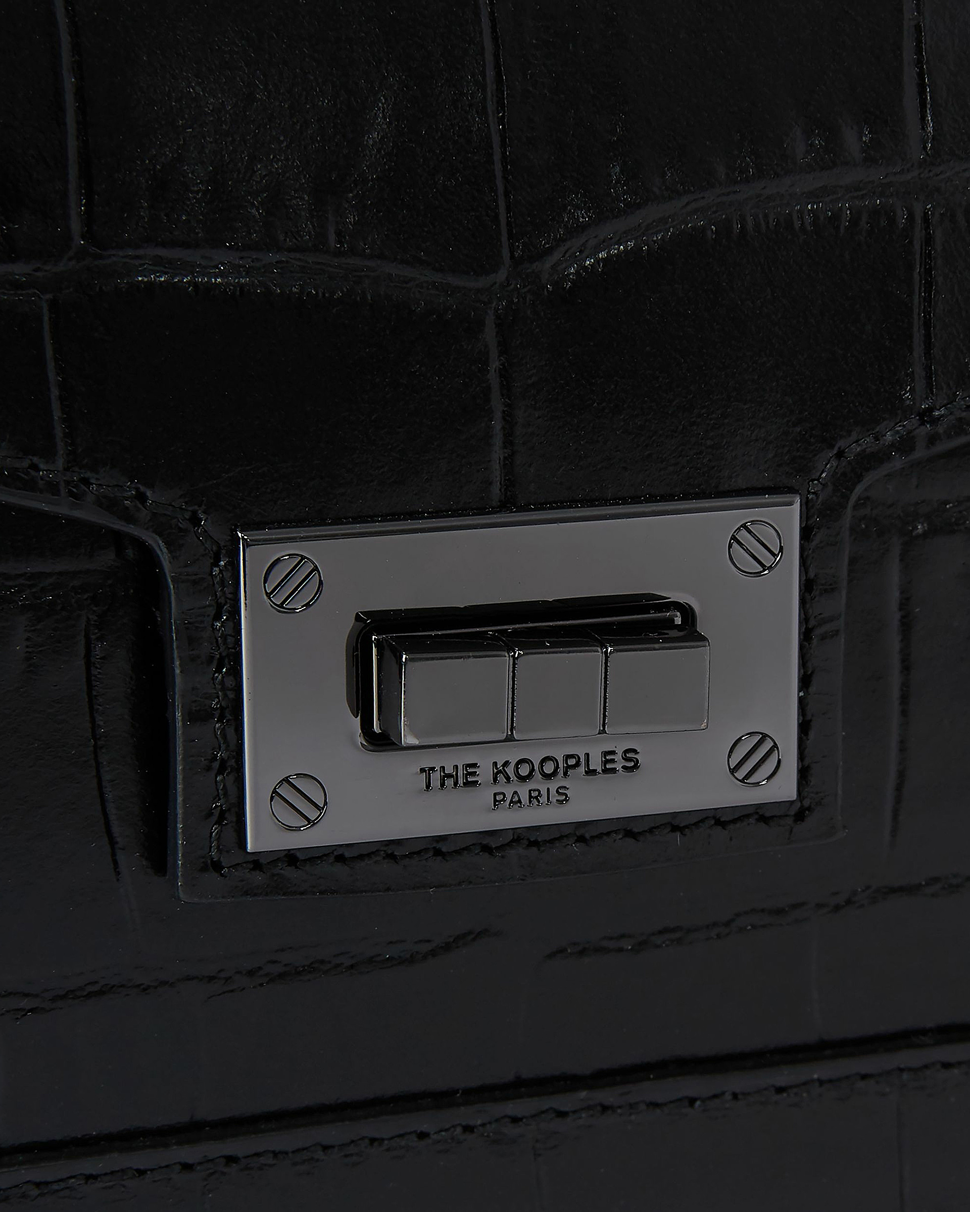 Emily small crocodile-effect bag in black leather