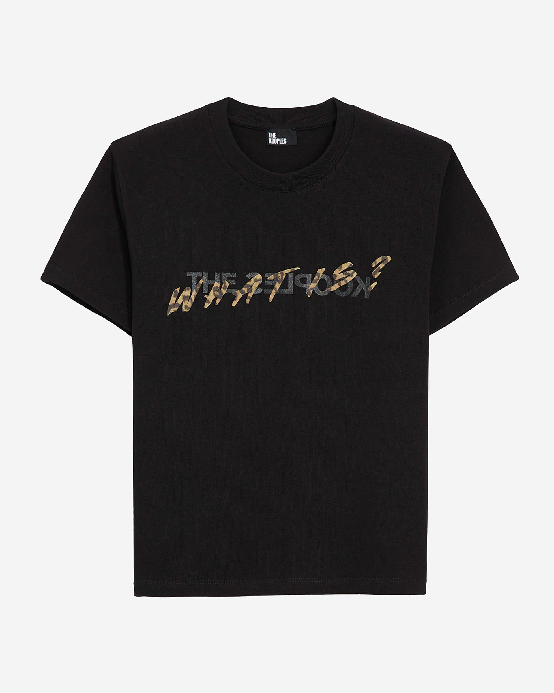 Black and Leopard-Print 'What Is' T-shirt