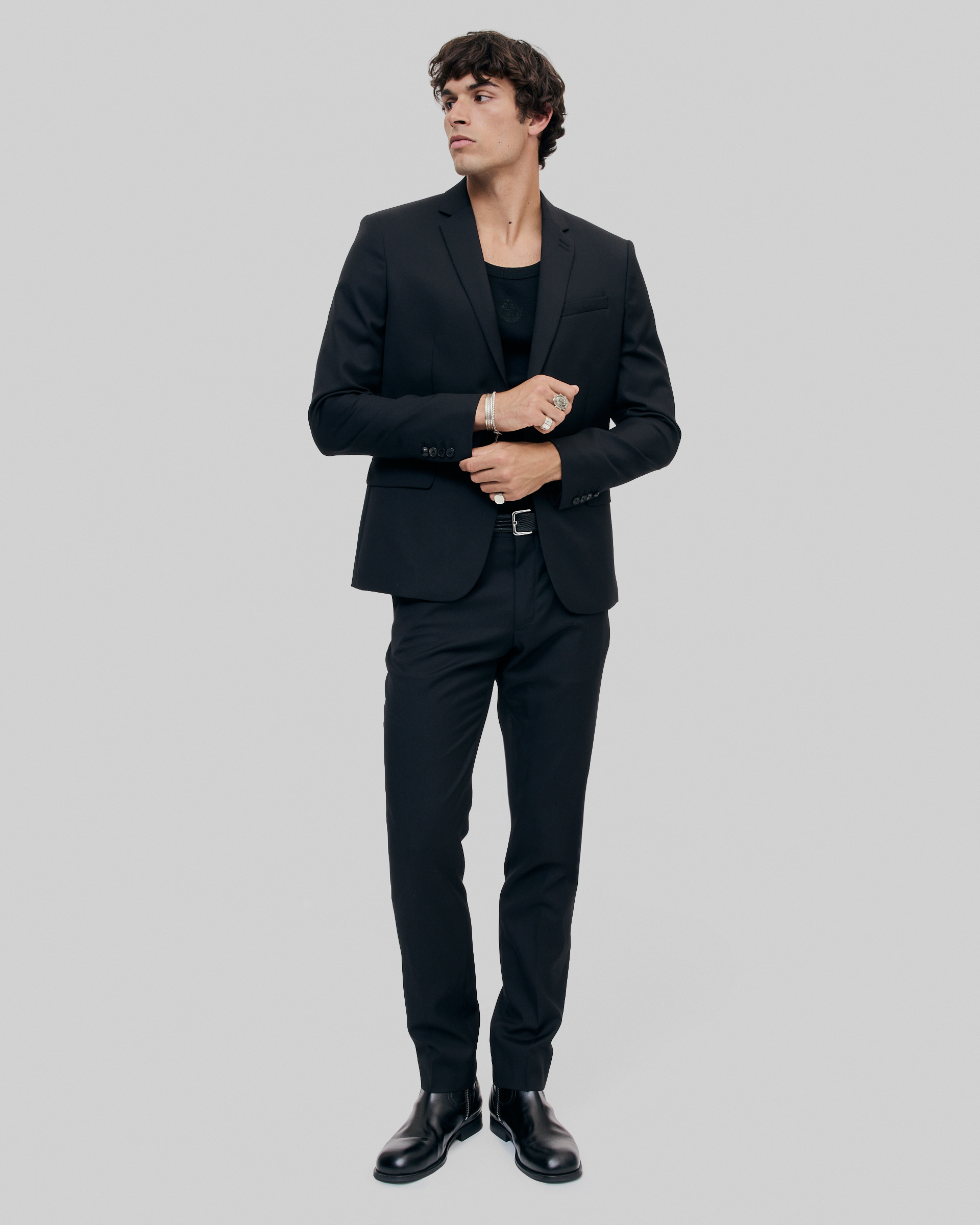 Black wool suit jacket tailored fit