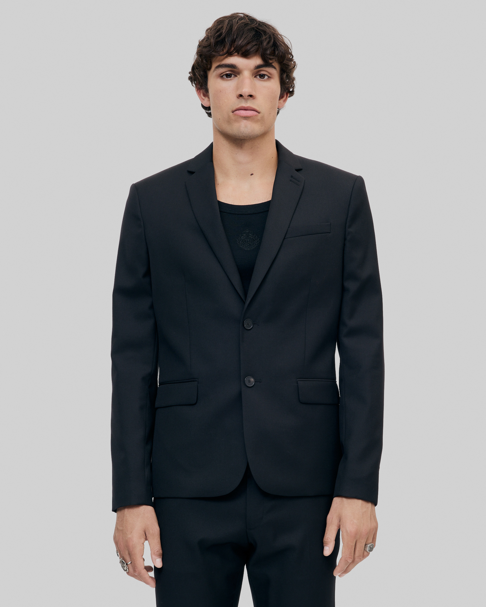 Black wool suit jacket tailored fit