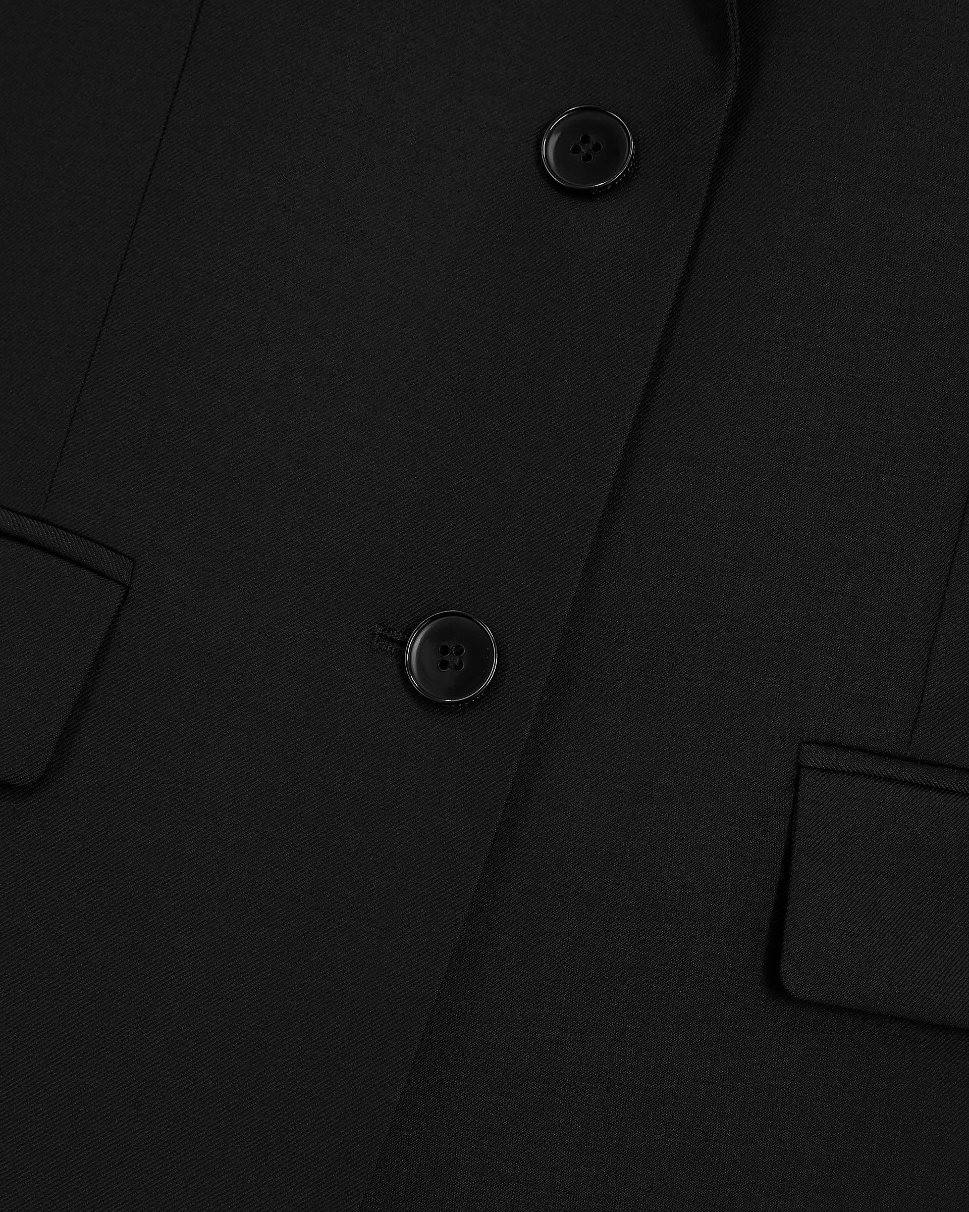 Black slim-fit wool suit jacket