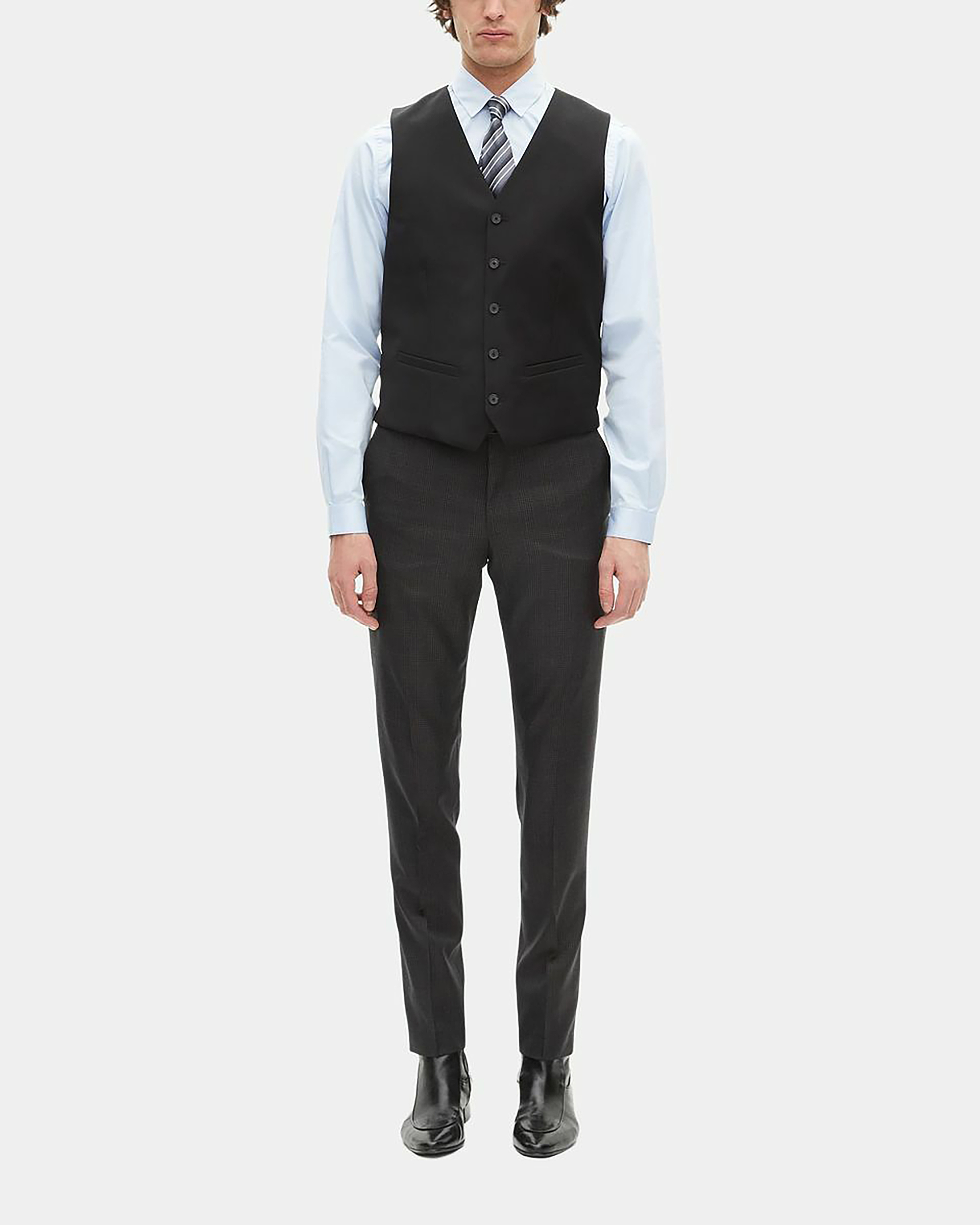 Black suit vest in wool tailored cut