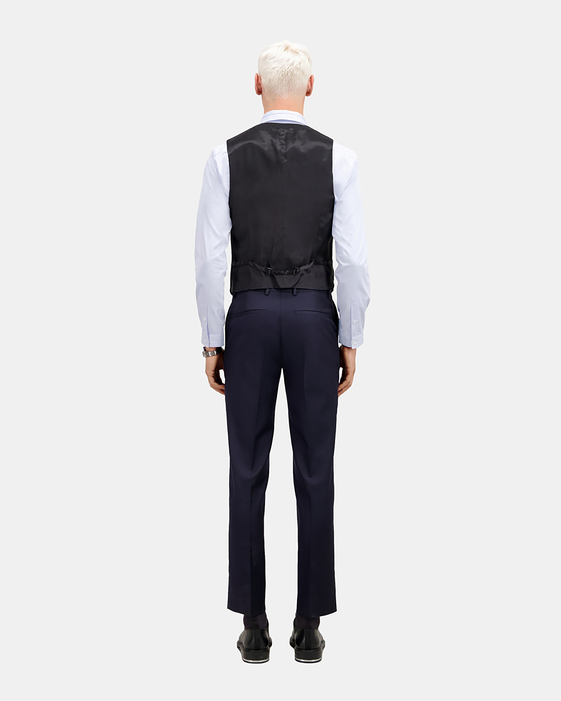 Black suit vest in wool tailored cut