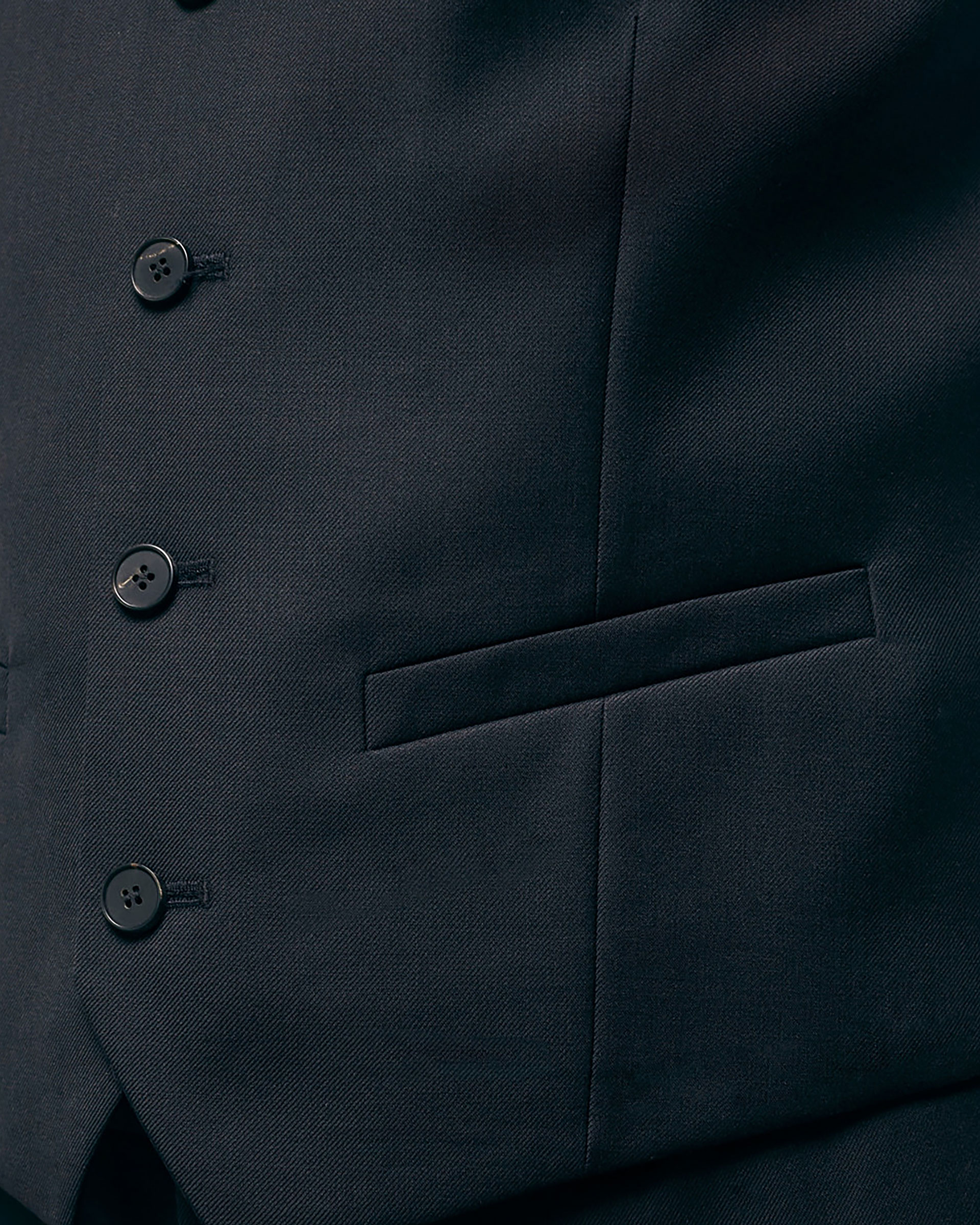 Black suit vest in wool tailored cut