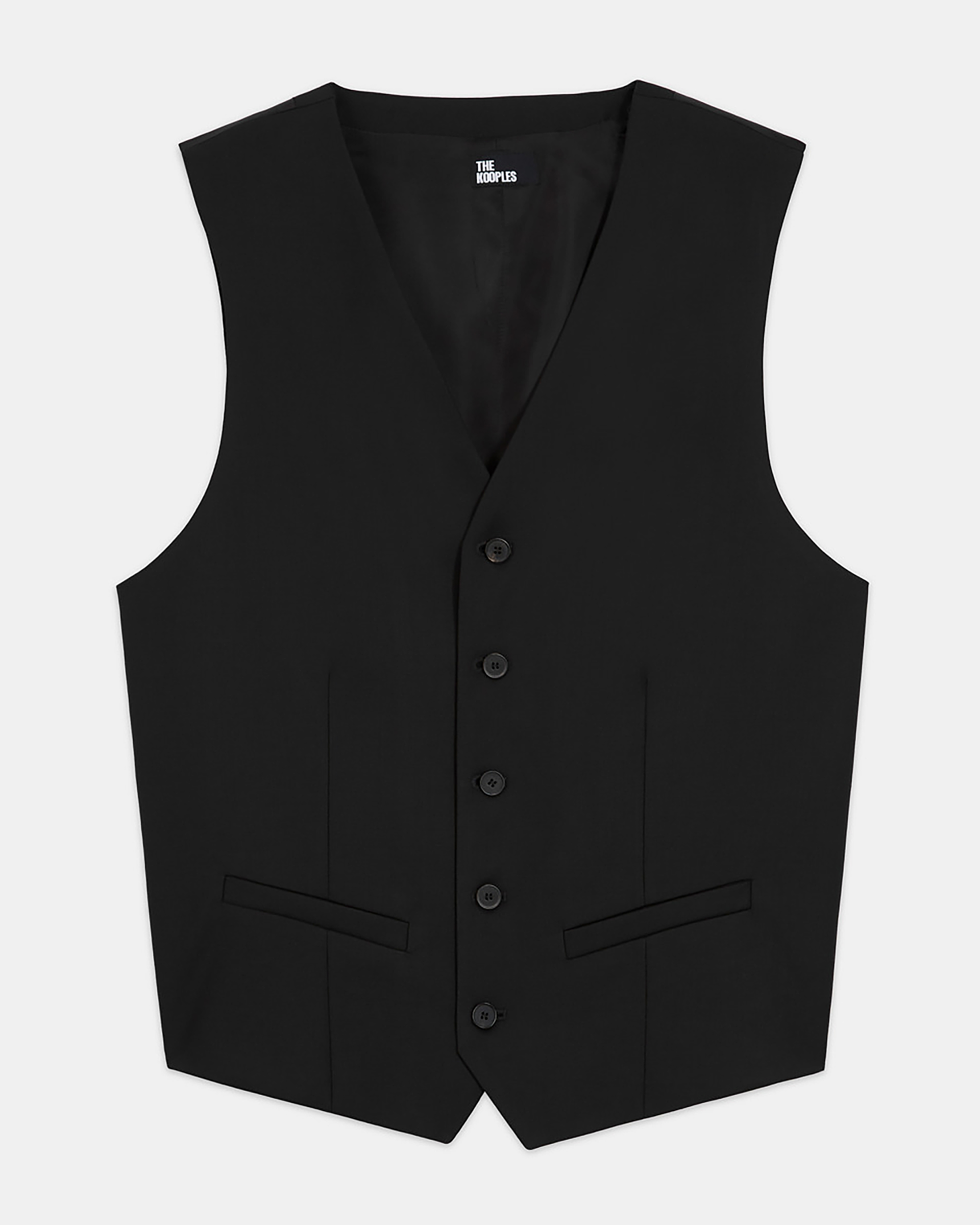 Black suit vest in wool tailored cut