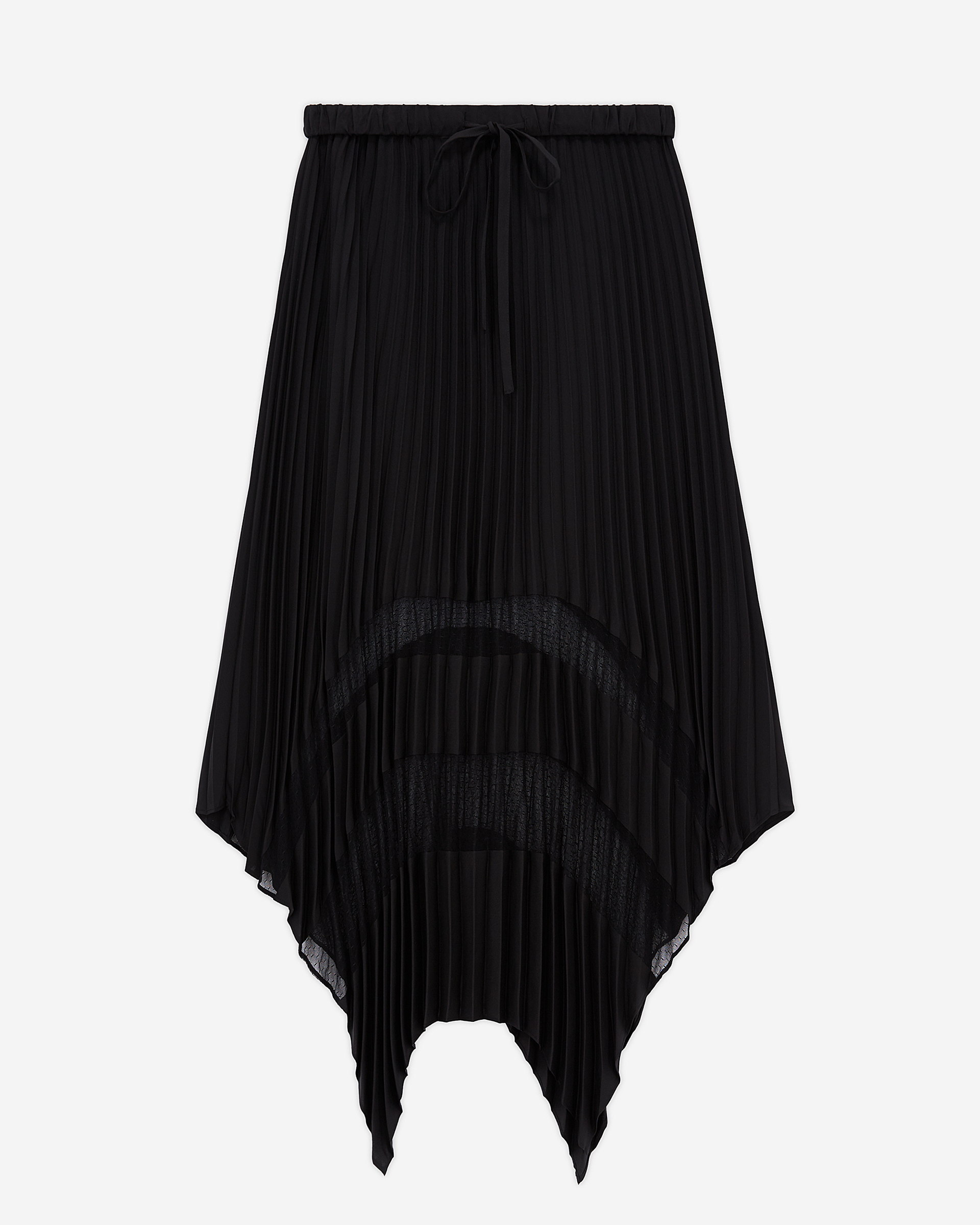 Long pleated skirt with black lace