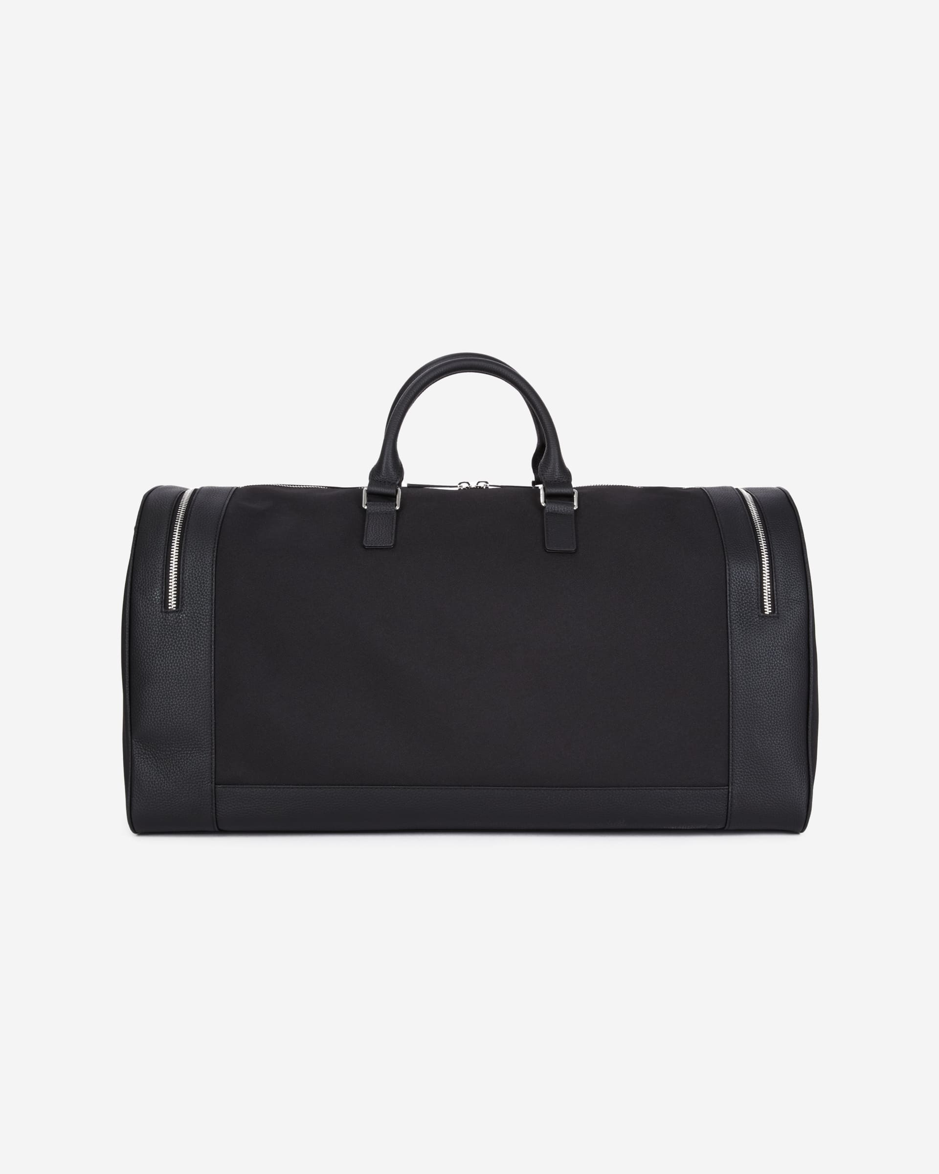 Black leather and canvas weekend bag