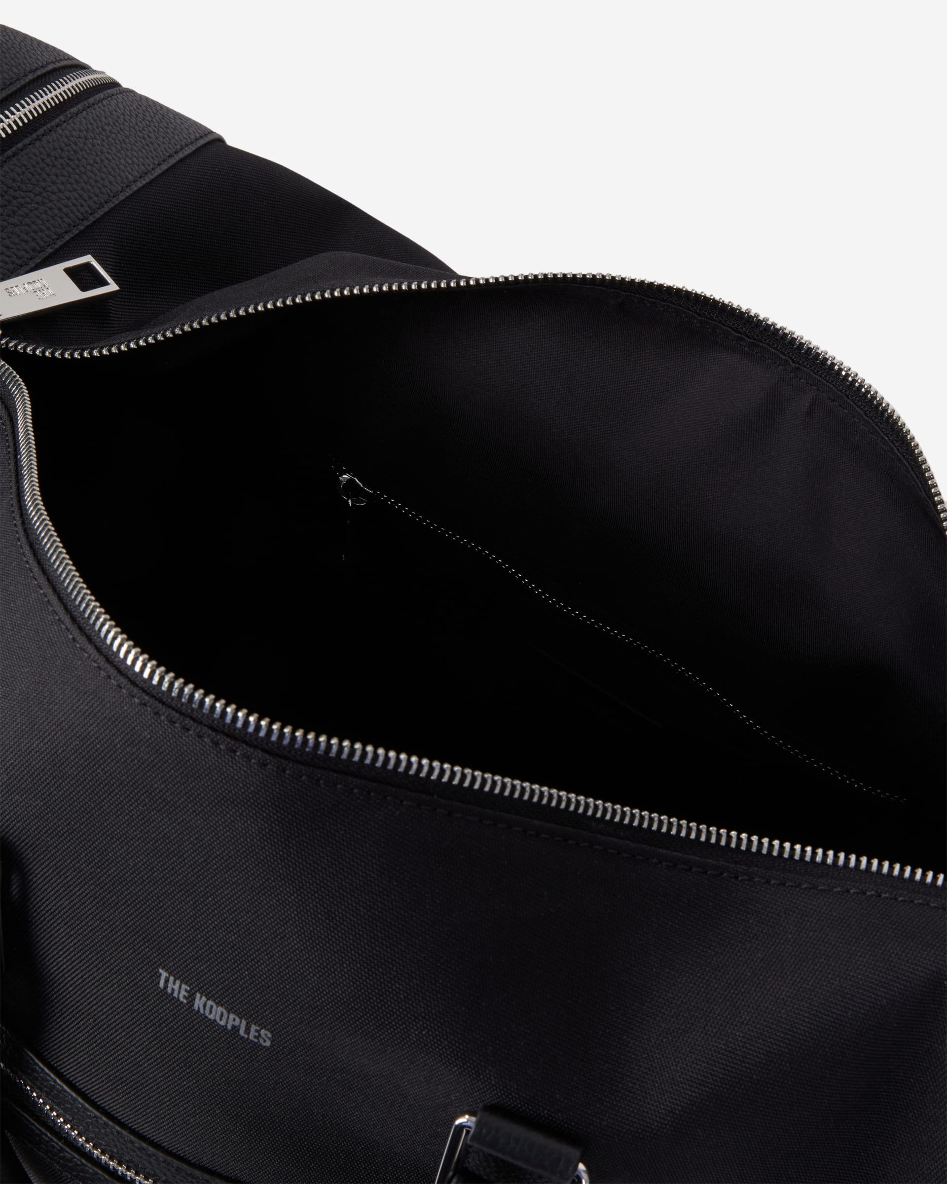 Black leather and canvas weekend bag