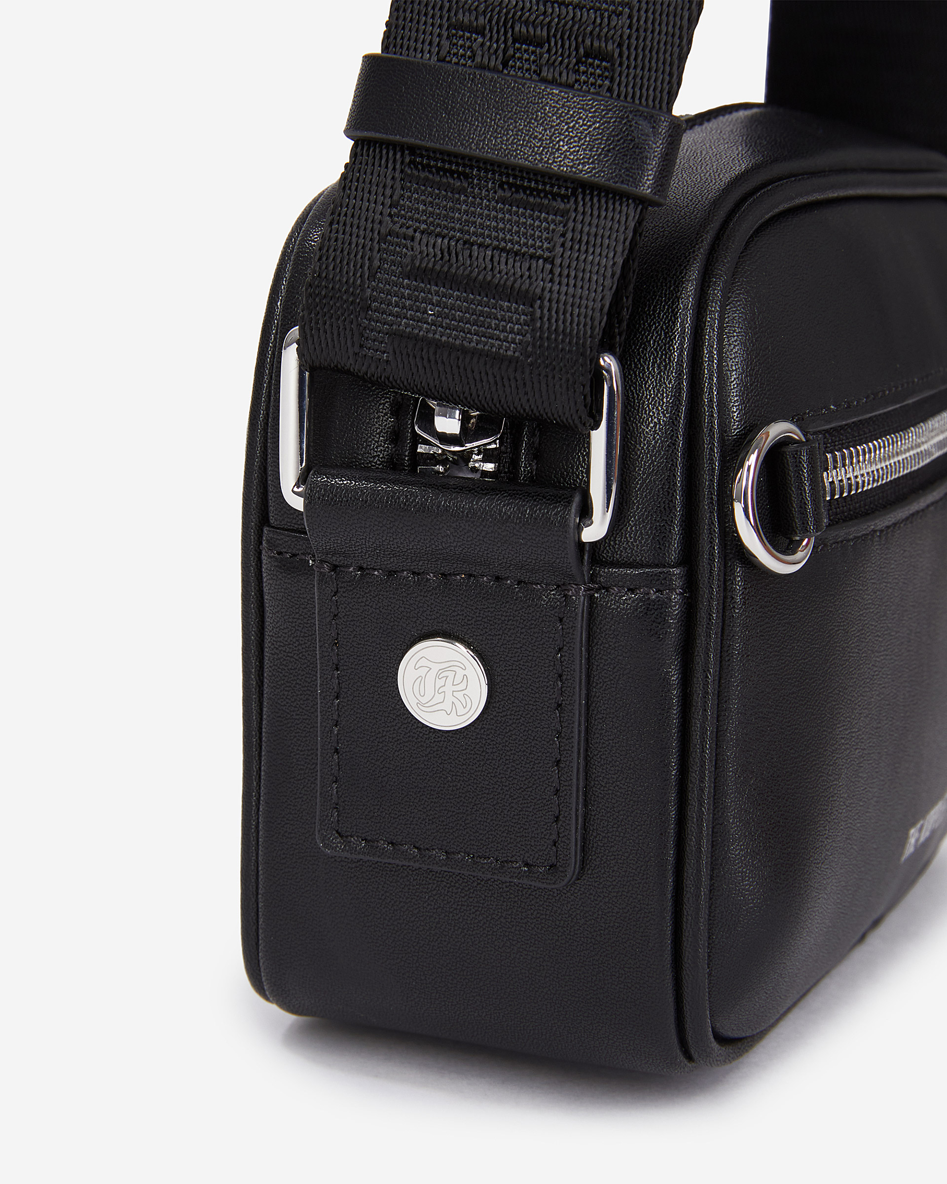 Small black leather messenger bag