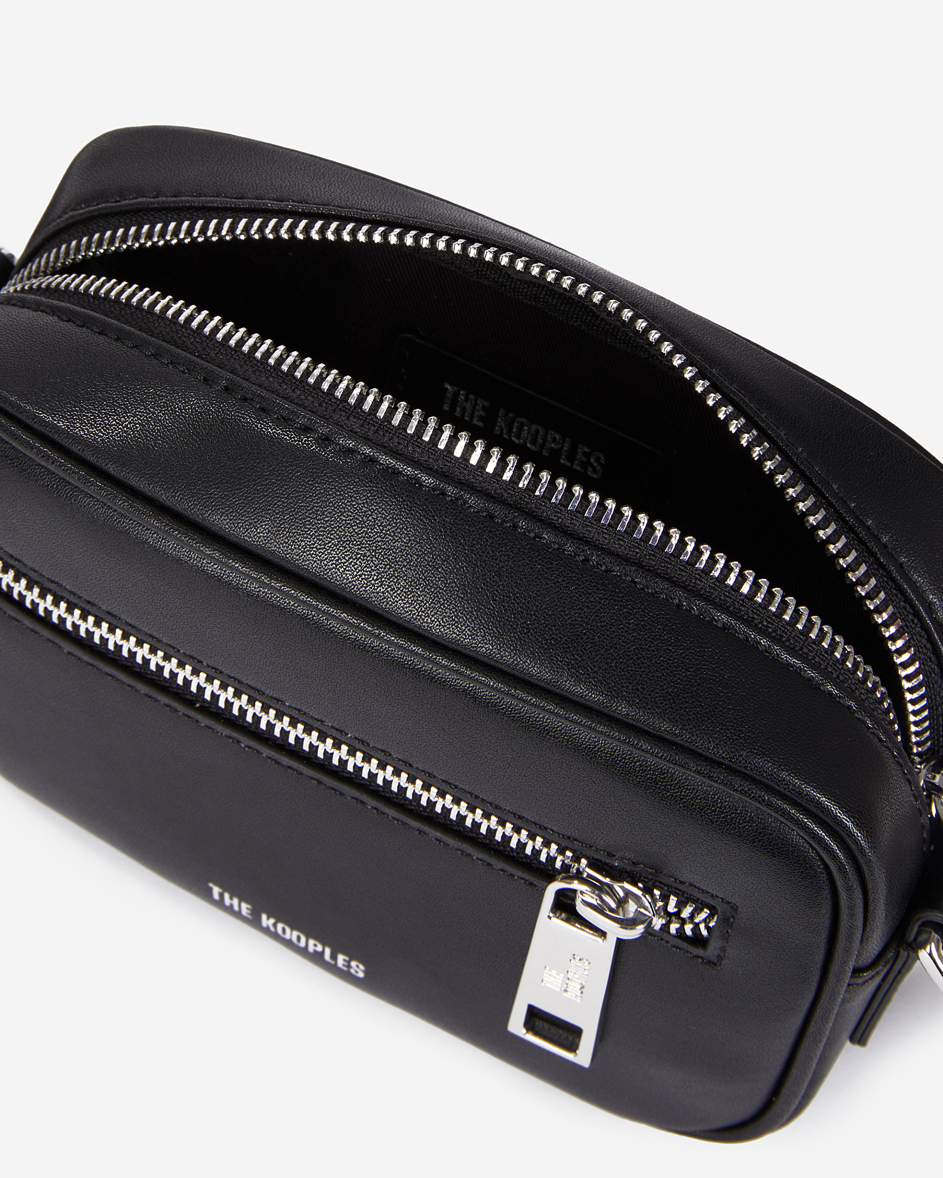 Small black leather messenger bag