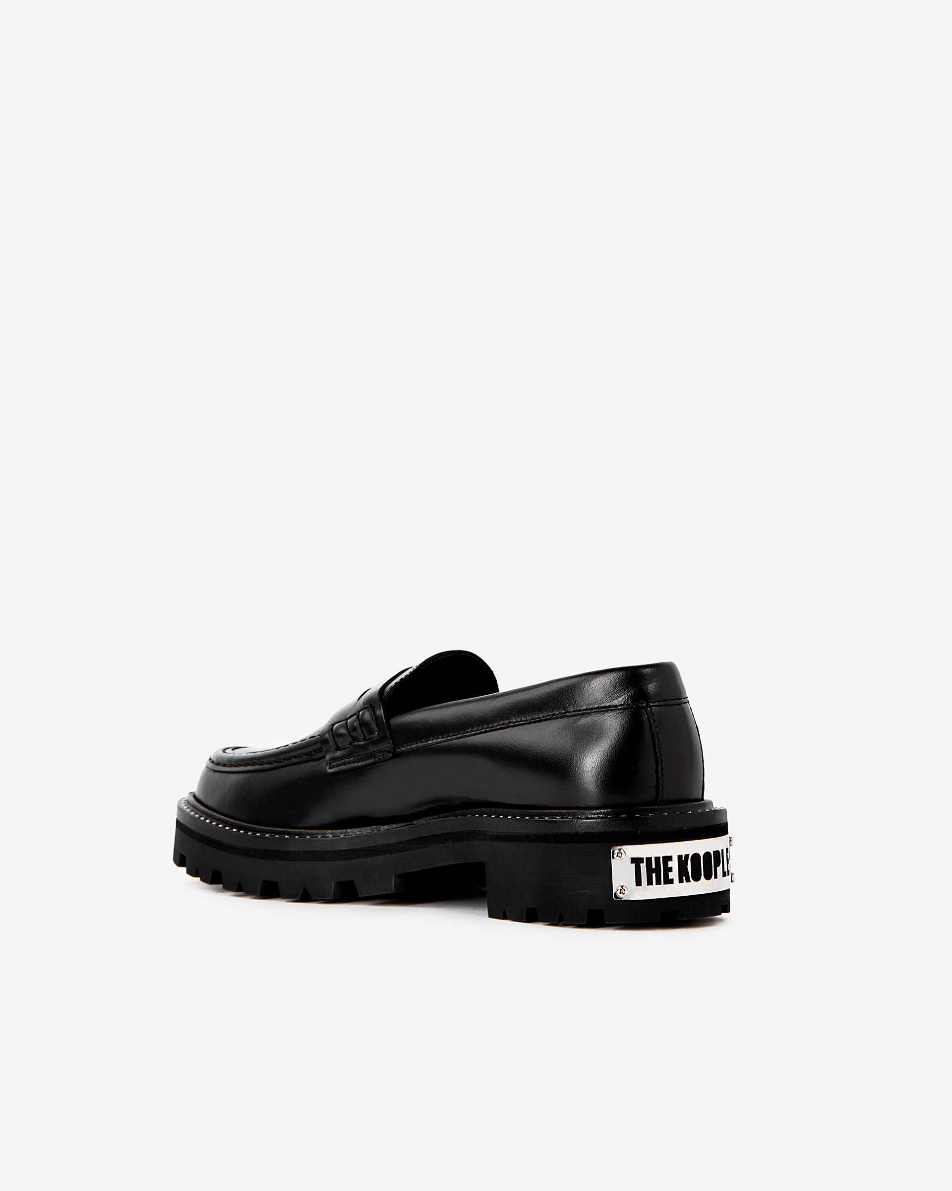 Black leather loafers