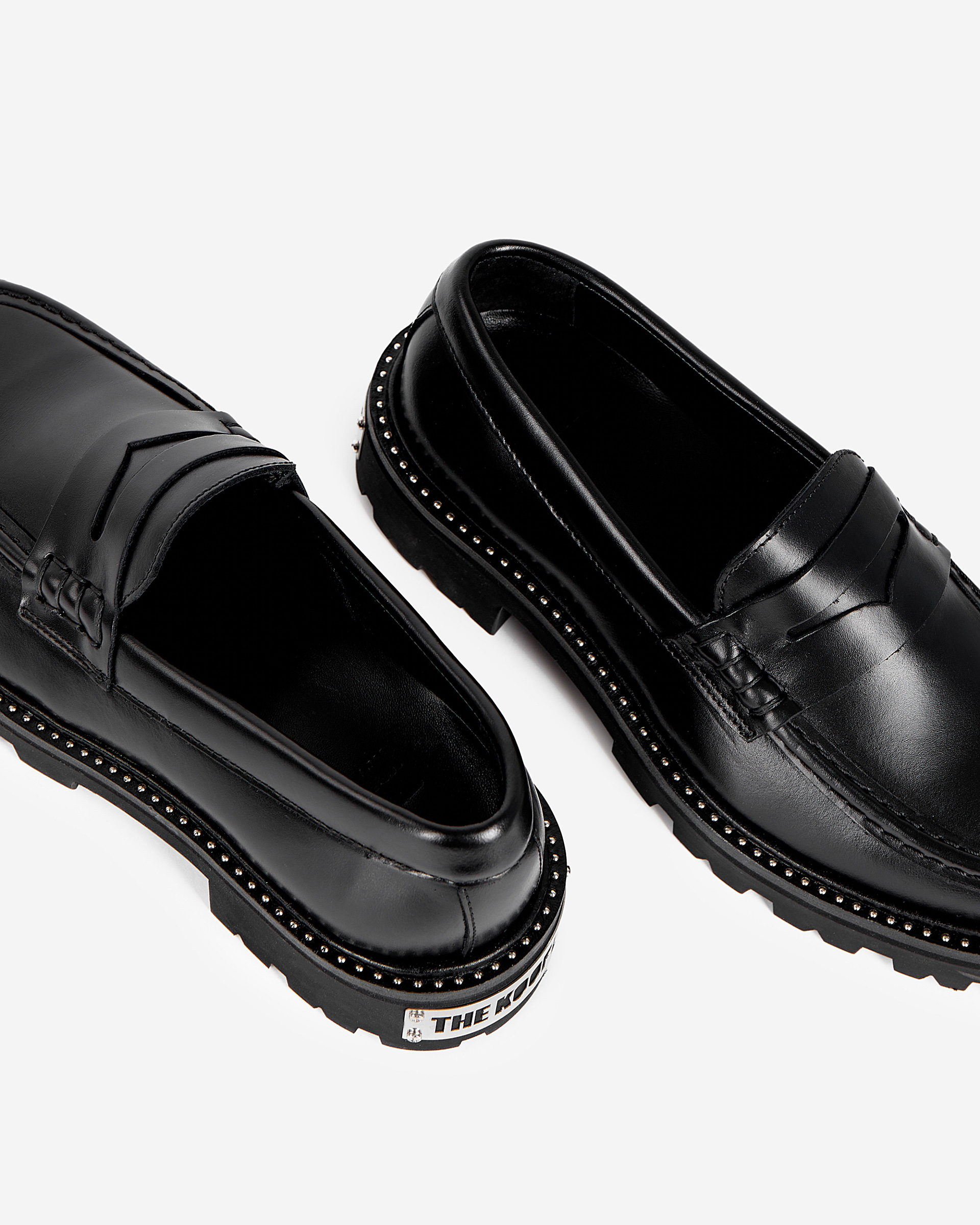 Black leather loafers