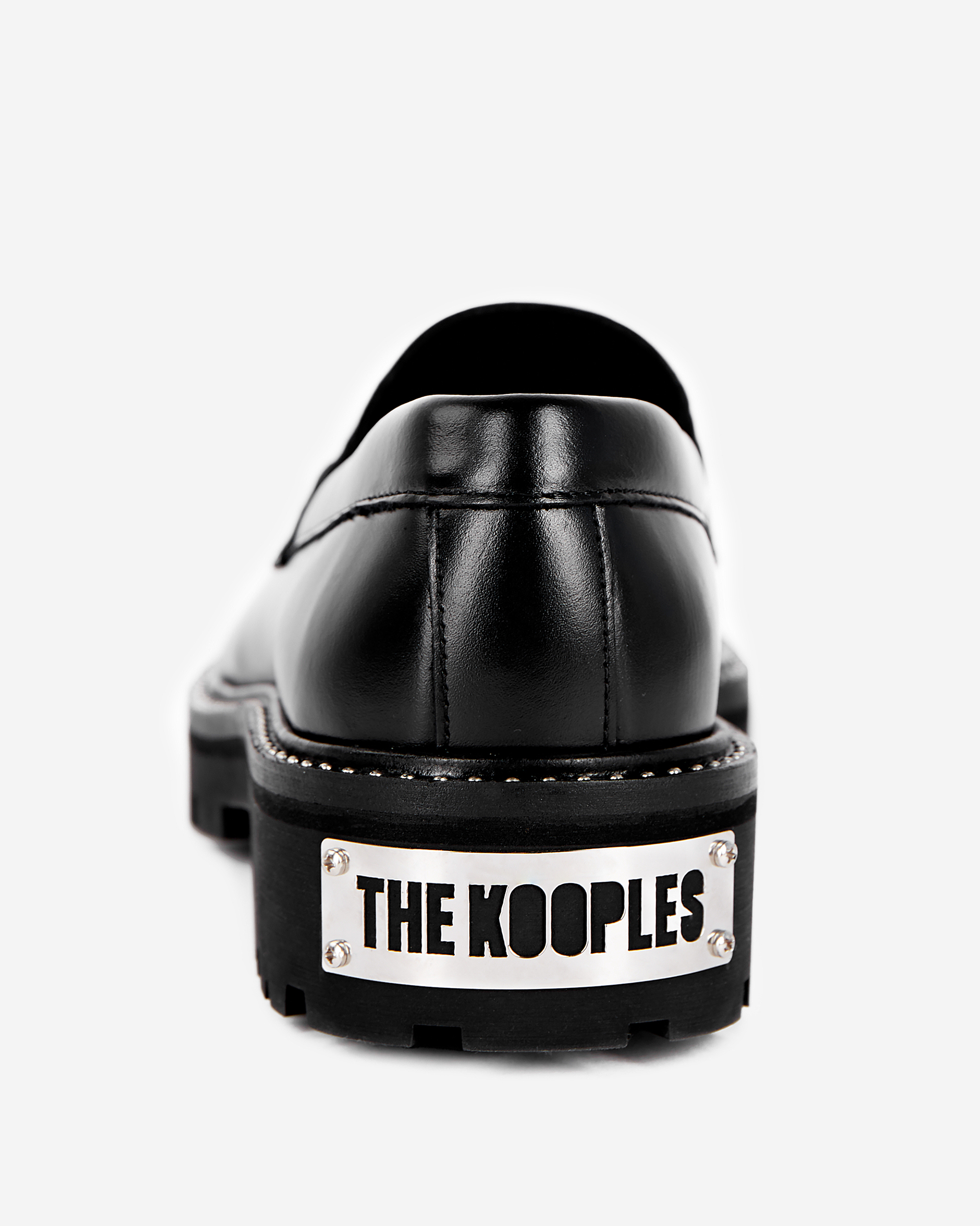 Black leather loafers